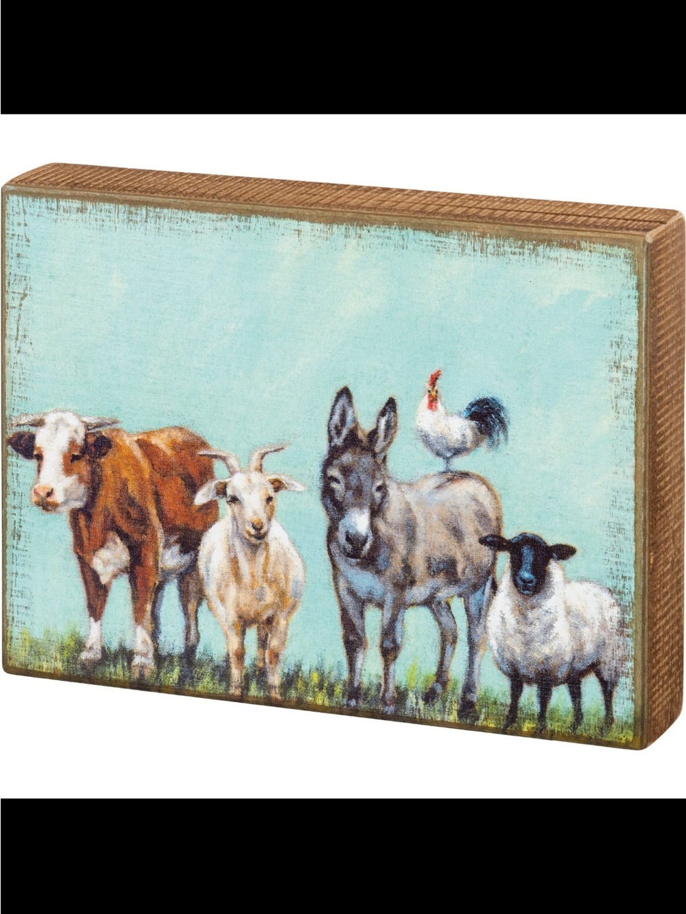 Primitives by Kathy Rustic Farm Animals Wall Block - Blue, Brown, White